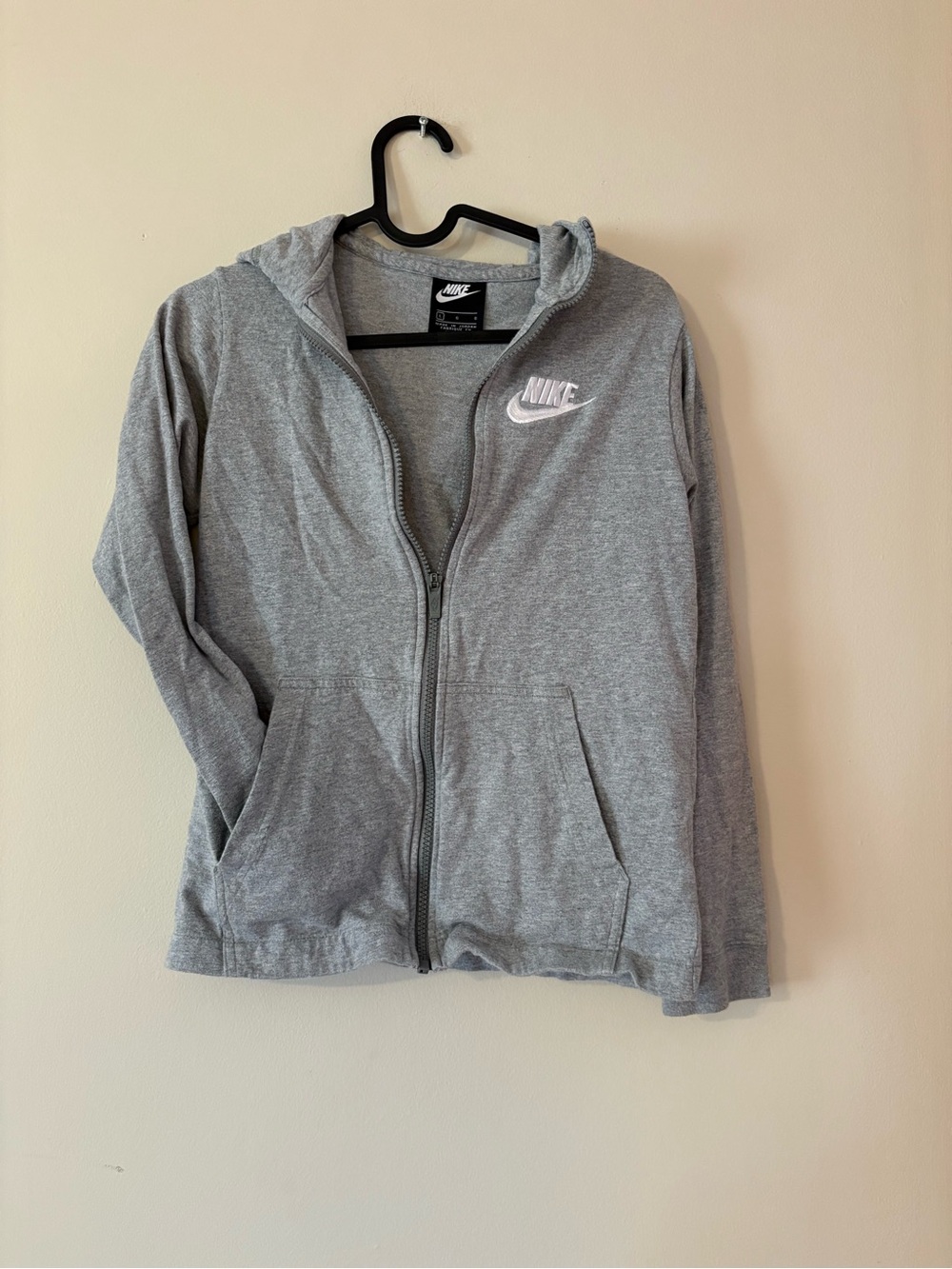 Nike Gray Zip-Up Hoodie Girls Large